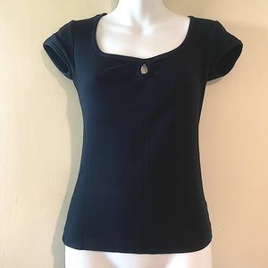 BCBGMAXAZRIA Keyhole Short Sleeve Top
